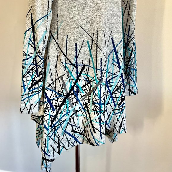 NWT Orange Fashion Village Gray Printed Asymmetric Sweater Tunic - Picture 5 of 11